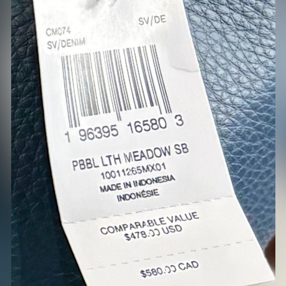 Coach NEW WITH TAGS Meadow Denim Pebbled Leather Shoulder Bag + authenticity 📝 - Picture 7 of 16